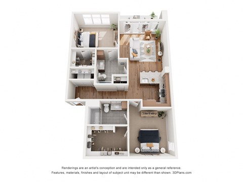 Floor plan for 2 beds, 2 baths, 1500 sqft
